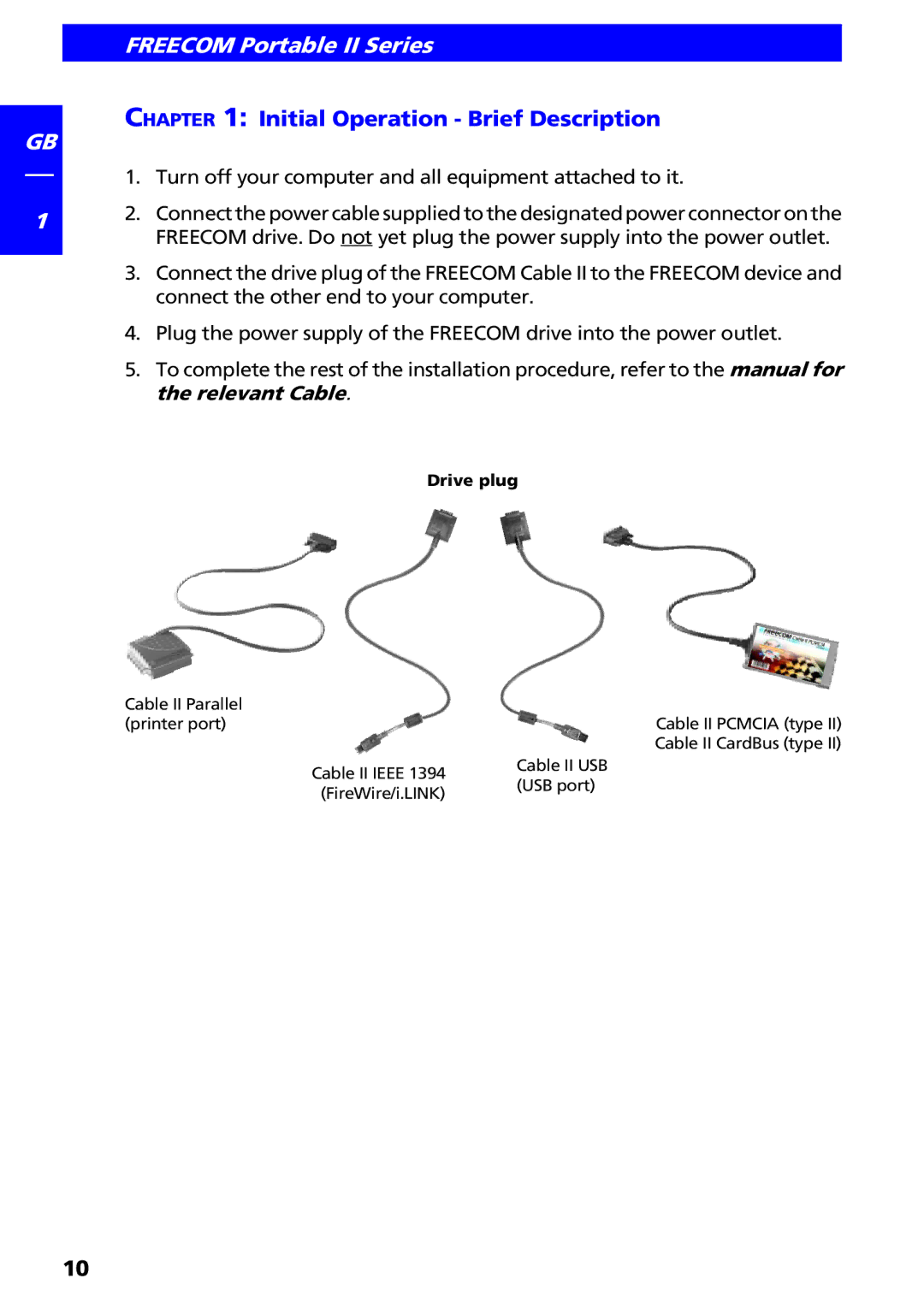 Freecom Technologies II manual Initial Operation Brief Description 