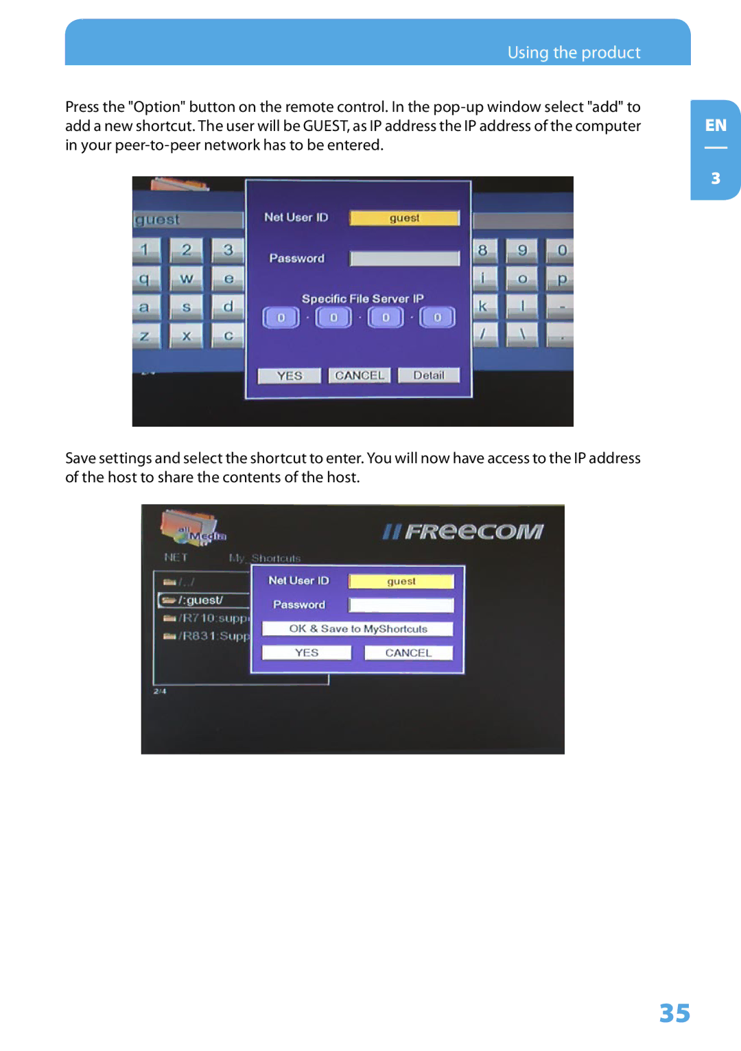 Freecom Technologies Media Player II user manual Using the product 