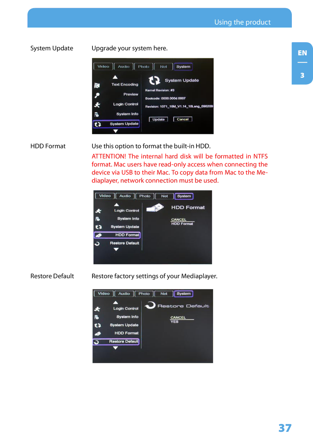 Freecom Technologies Media Player II user manual Diaplayer, network connection must be used 