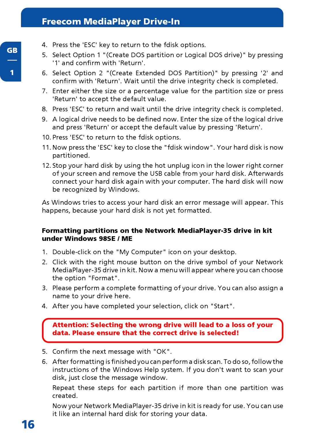 Freecom Technologies MediaPlayer Drive-In Kit manual Freecom MediaPlayer Drive-In 