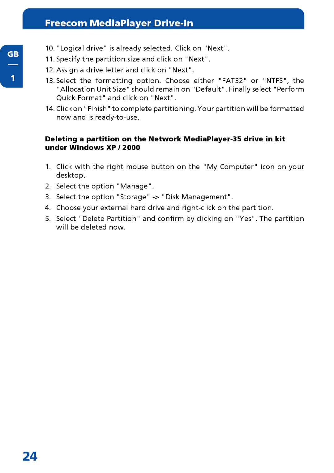 Freecom Technologies MediaPlayer Drive-In Kit manual Freecom MediaPlayer Drive-In 