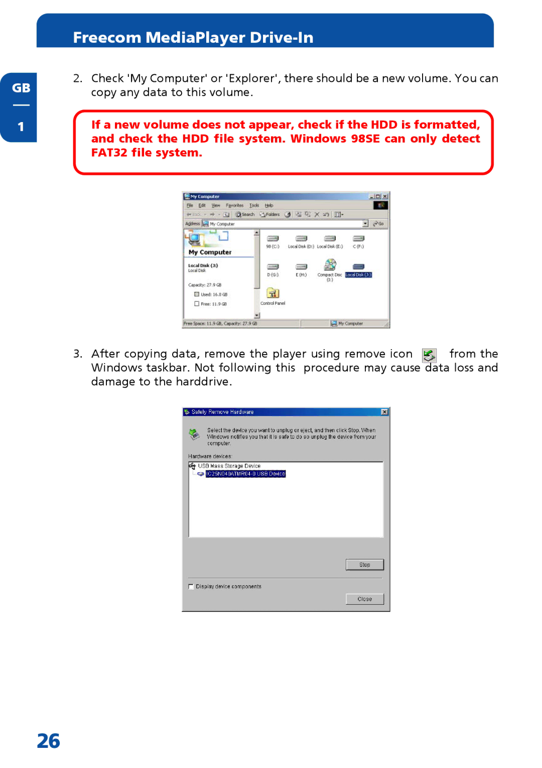 Freecom Technologies MediaPlayer Drive-In Kit manual Freecom MediaPlayer Drive-In 