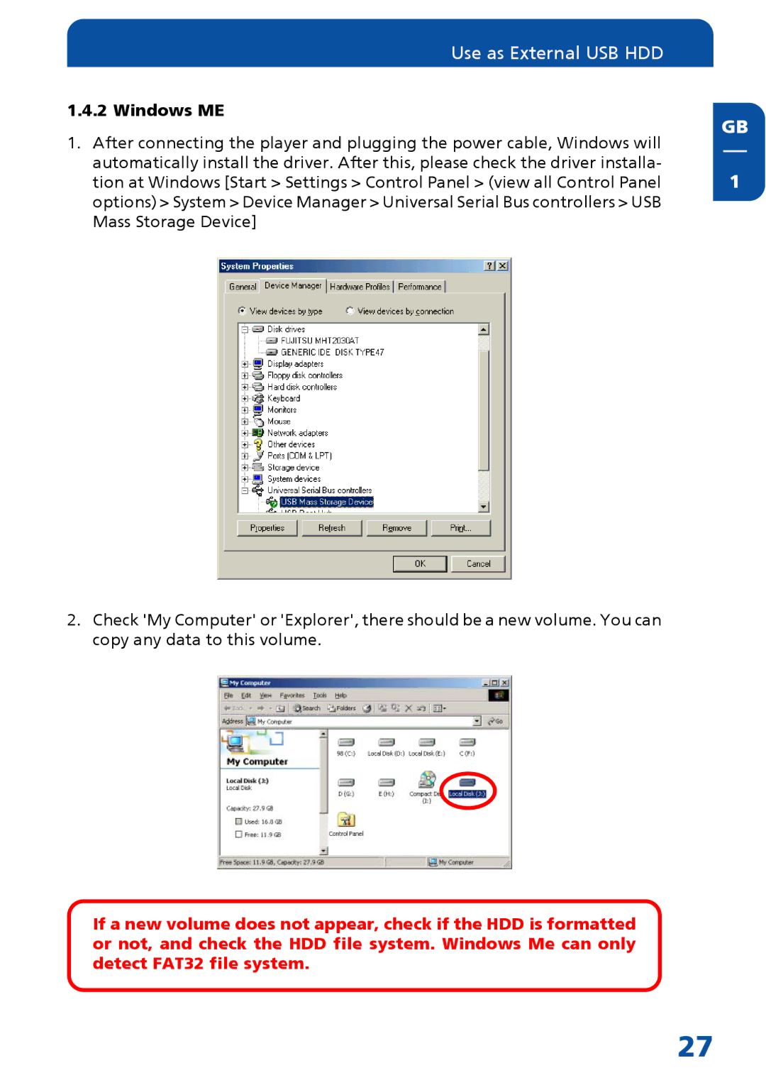 Freecom Technologies MediaPlayer Drive-In Kit manual Windows ME 