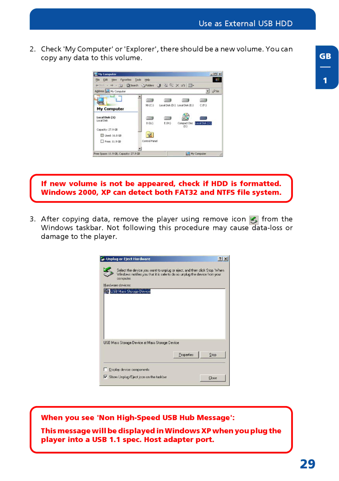 Freecom Technologies MediaPlayer Drive-In Kit manual Use as External USB HDD 