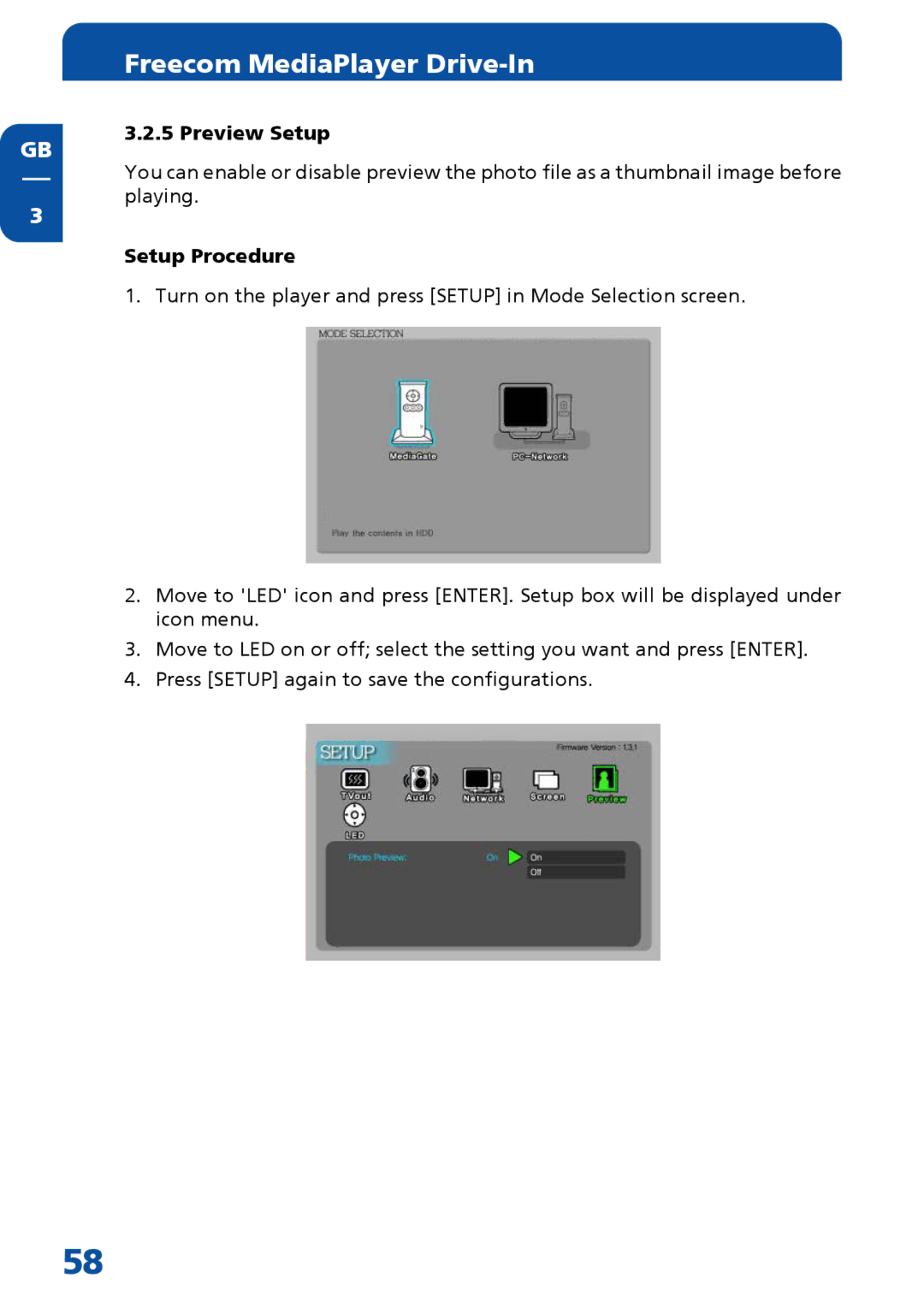 Freecom Technologies MediaPlayer Drive-In Kit manual Preview Setup 