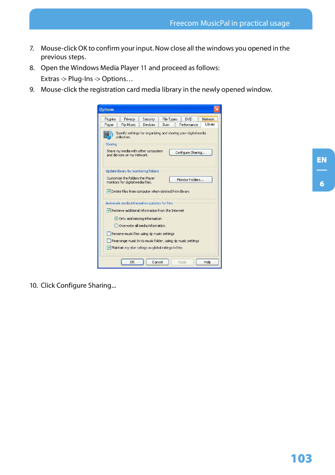 Freecom Technologies MusicPal user manual 103 