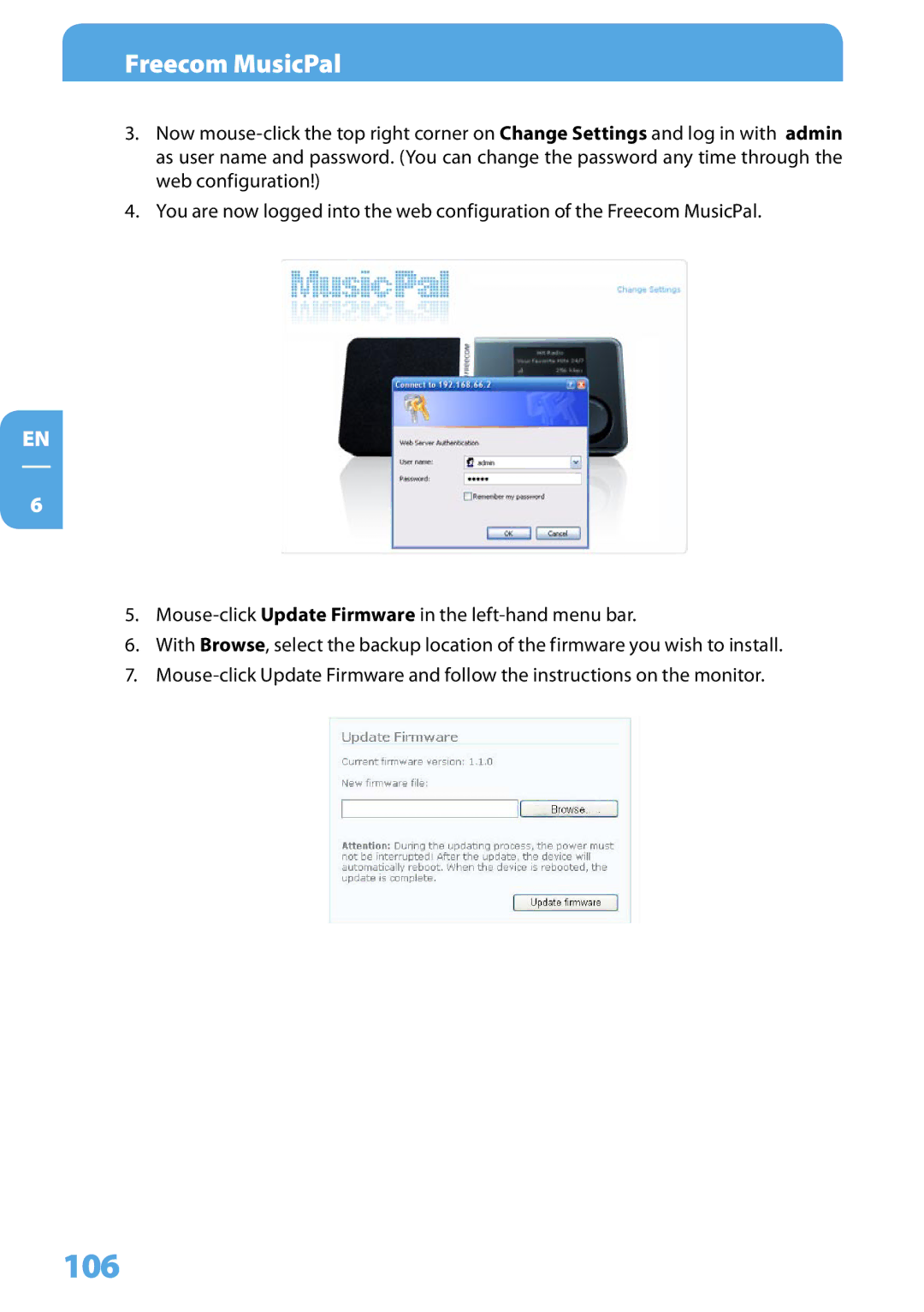 Freecom Technologies MusicPal user manual 106 