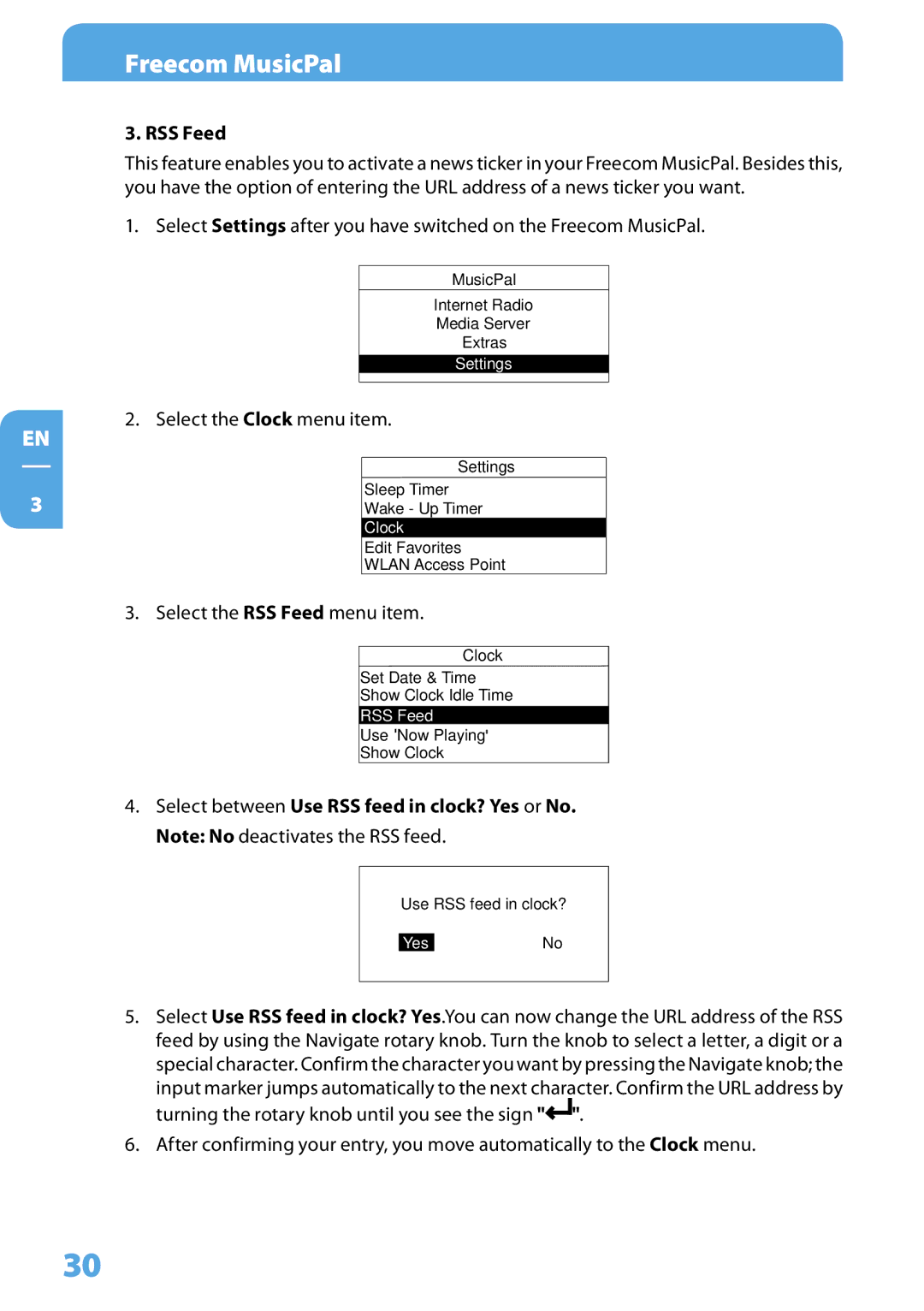 Freecom Technologies MusicPal user manual RSS Feed 