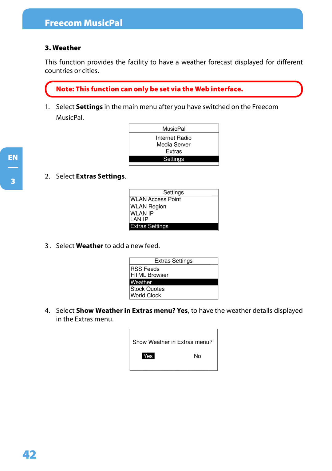 Freecom Technologies MusicPal user manual Weather 