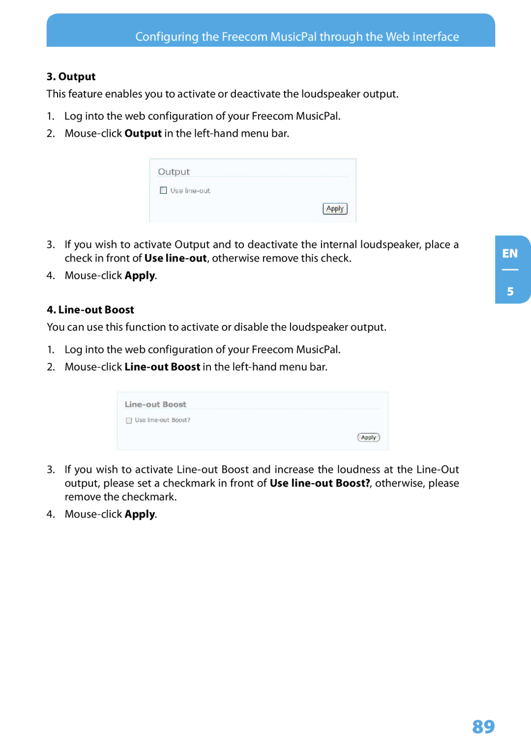 Freecom Technologies MusicPal user manual Output 