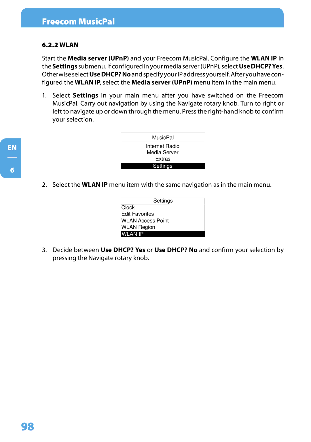 Freecom Technologies MusicPal user manual Wlan 