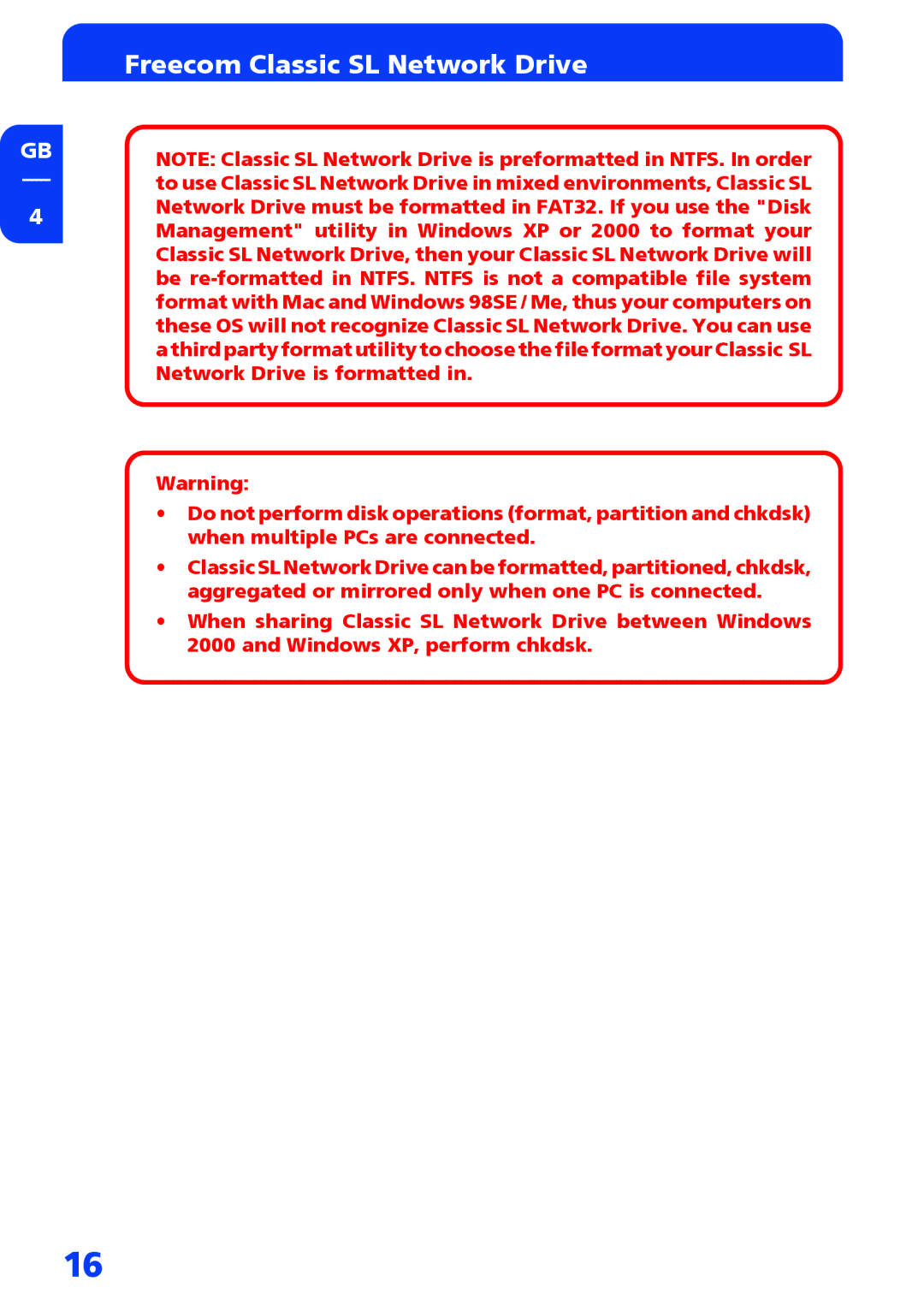 Freecom Technologies Network hard drive manual Freecom Classic SL Network Drive 