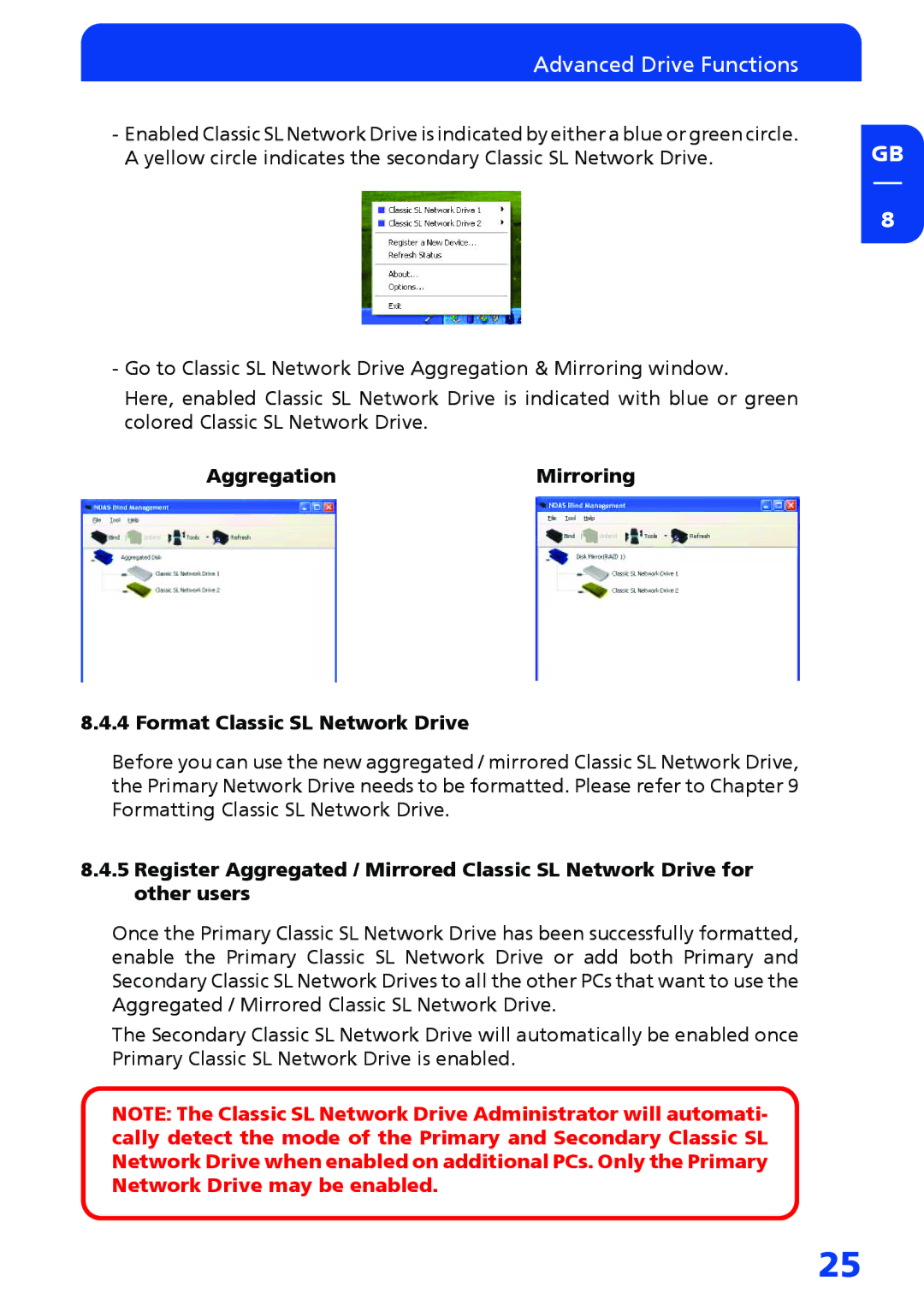 Freecom Technologies Network hard drive manual AggregationMirroring Format Classic SL Network Drive 