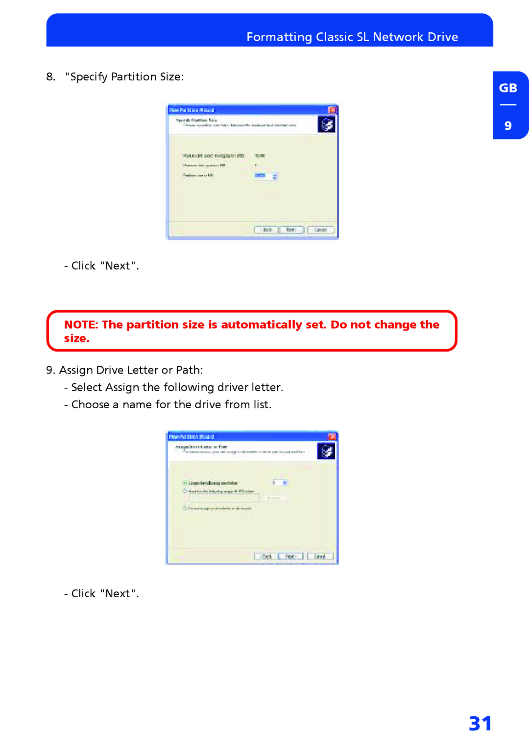 Freecom Technologies Network hard drive manual Formatting Classic SL Network Drive 