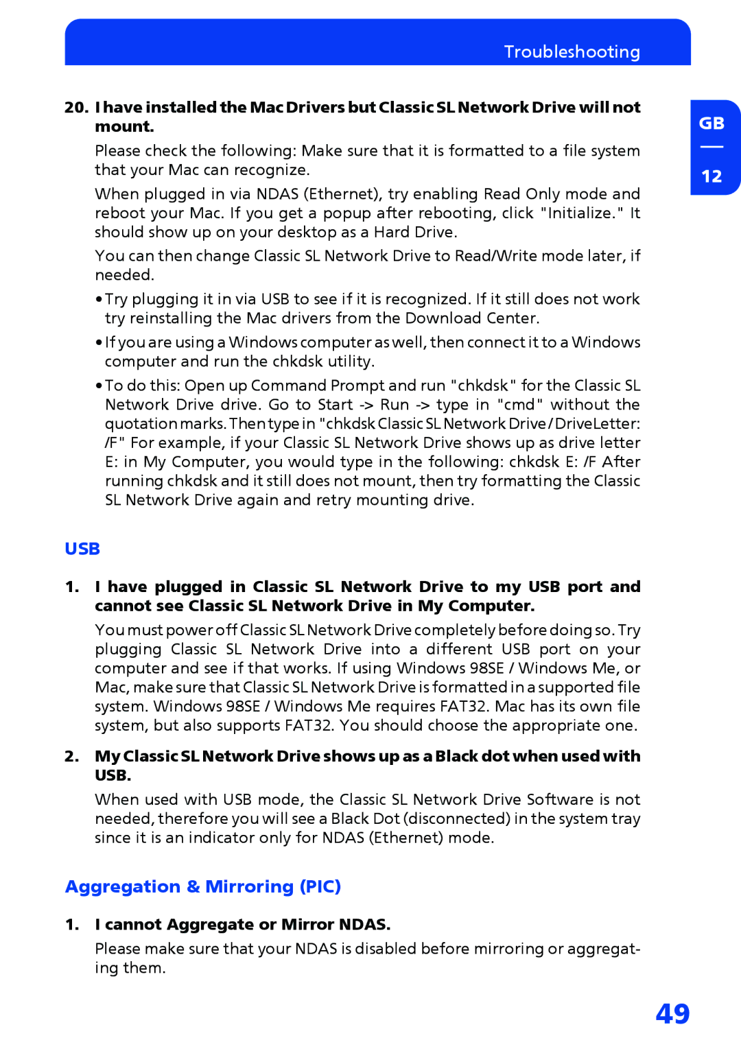 Freecom Technologies Network hard drive manual Aggregation & Mirroring PIC, Cannot Aggregate or Mirror Ndas 