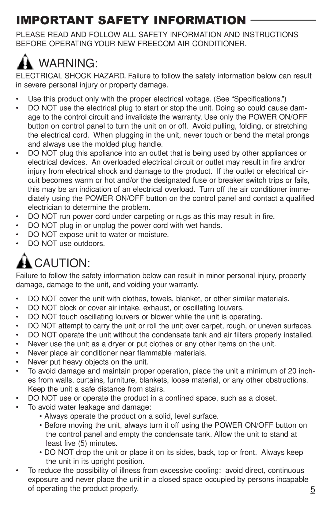 Freecom Technologies RCS-M1000T, RCS-M1000U manual Important Safety Information 