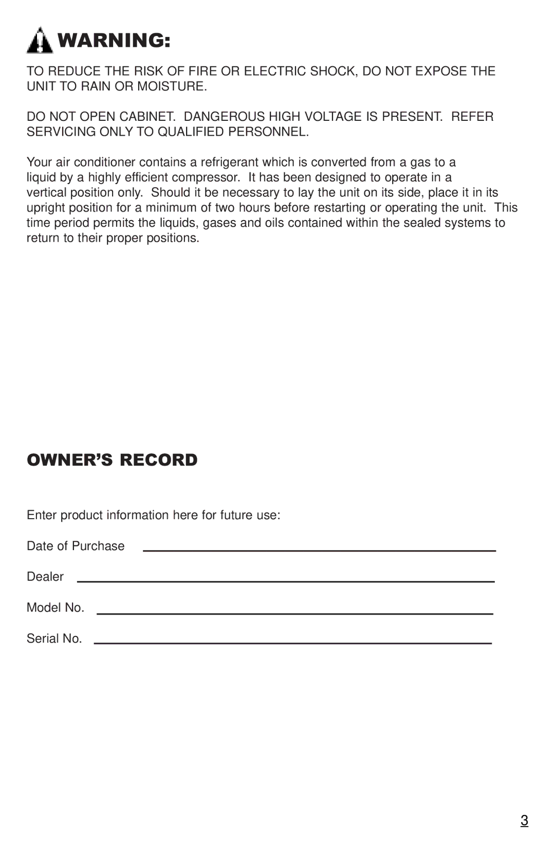 Freecom Technologies RCS-M1000T, RCS-M1000U manual OWNER’S Record 