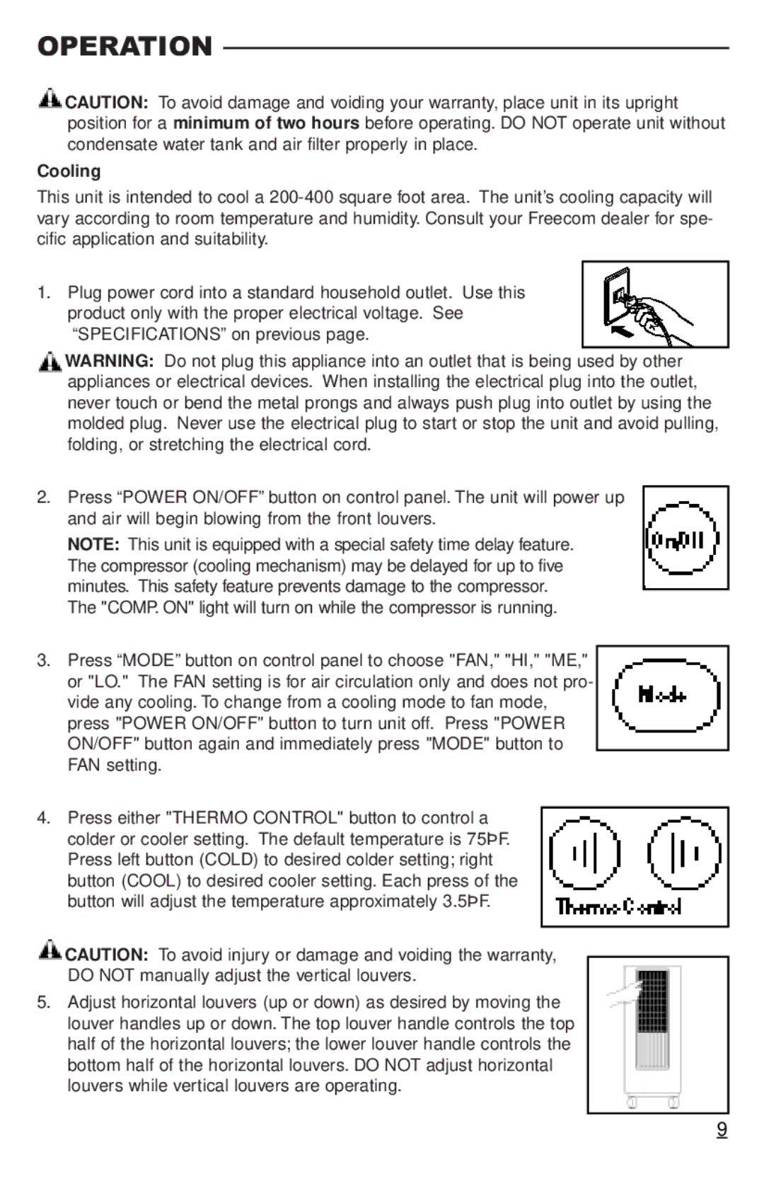 Freecom Technologies RCS-M2000T, RCS-M2000U operation manual Operation, Cooling 