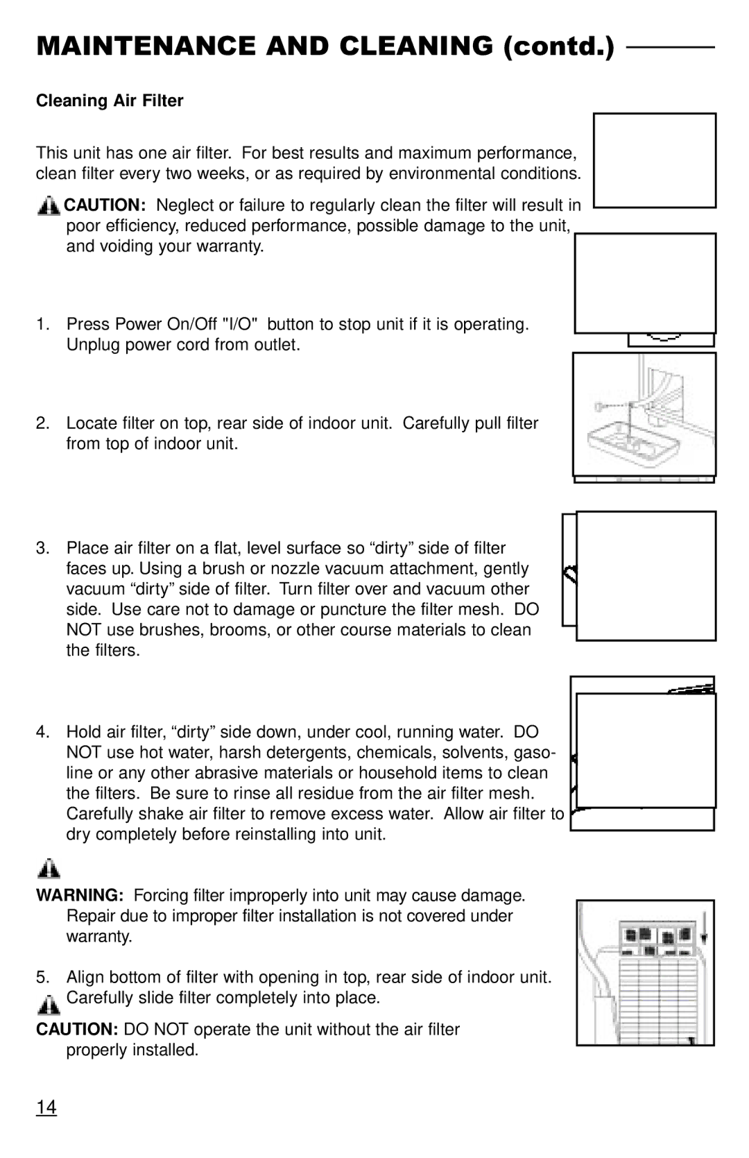 Freecom Technologies RCS-S5000B, RCS-S3000T, RCS-S5000U operation manual Maintenance and Cleaning contd, Cleaning Air Filter 