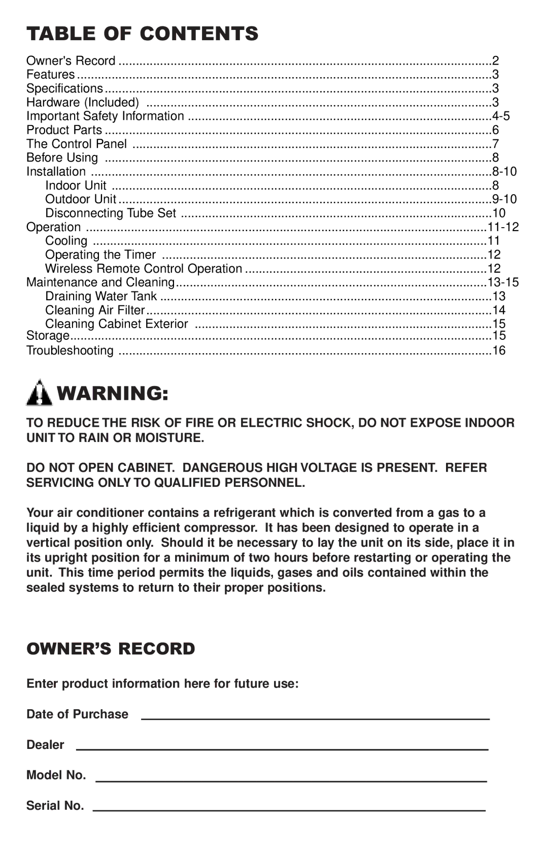 Freecom Technologies RCS-S5000B, RCS-S3000T, RCS-S5000U operation manual Table of Contents 