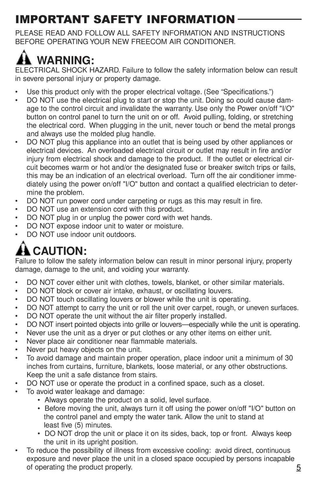 Freecom Technologies RCS-S5000B, RCS-S3000T, RCS-S5000U operation manual Important Safety Information 