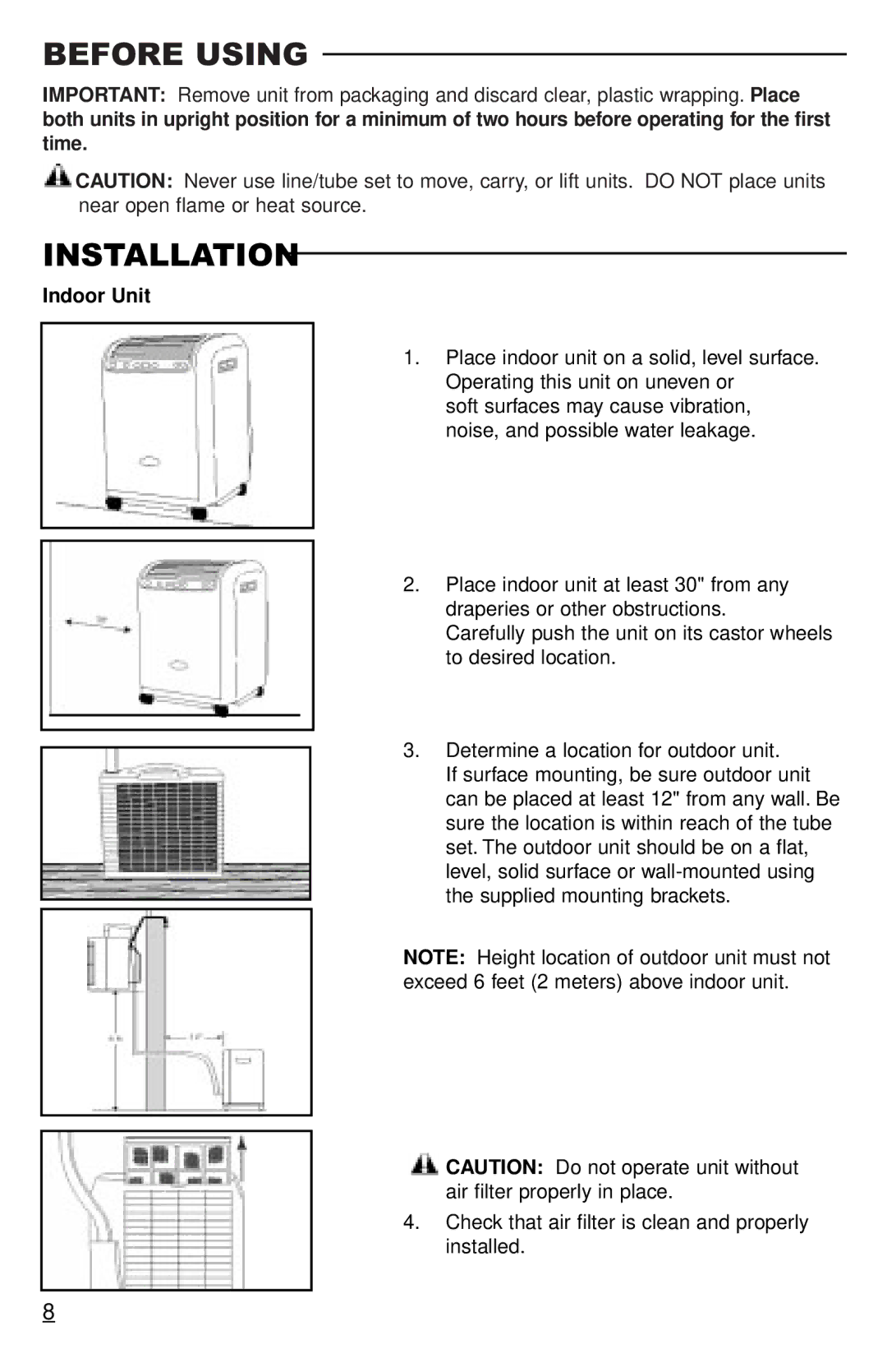 Freecom Technologies RCS-S5000B, RCS-S3000T, RCS-S5000U operation manual Before Using, Installation, Indoor Unit 