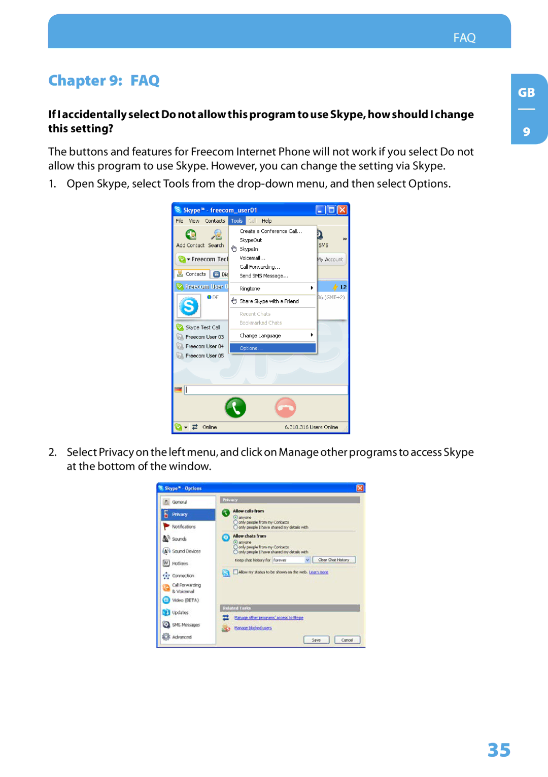 Freecom Technologies Skype Phone user manual Faq 