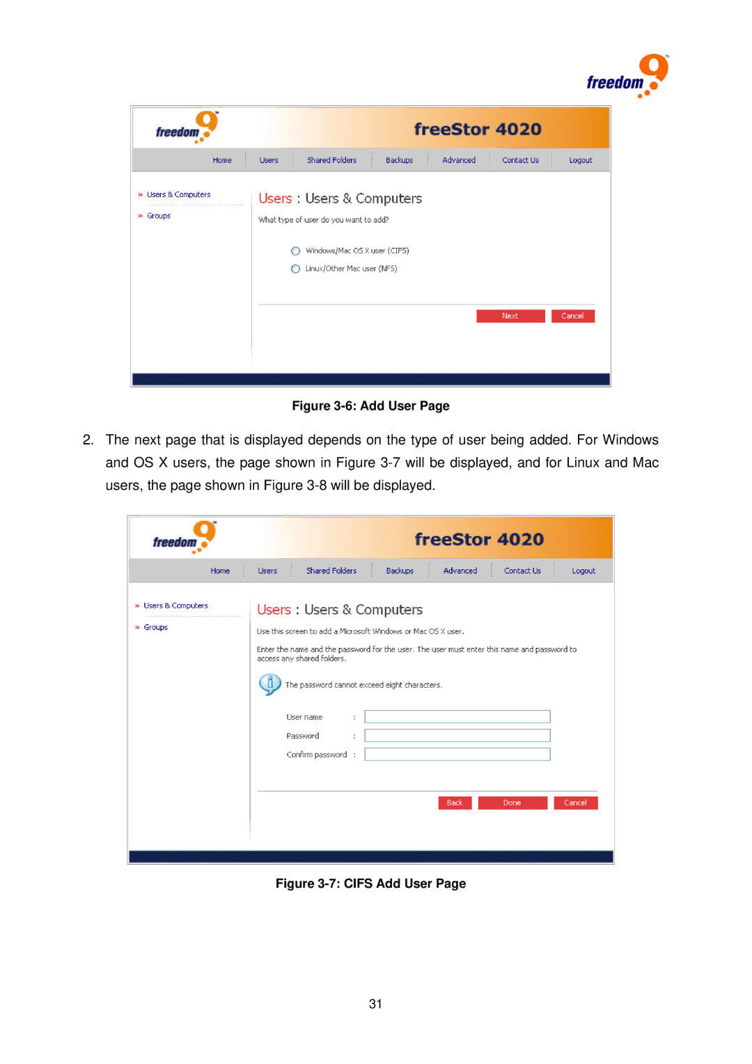 Freedom9 4020 user manual Add User 