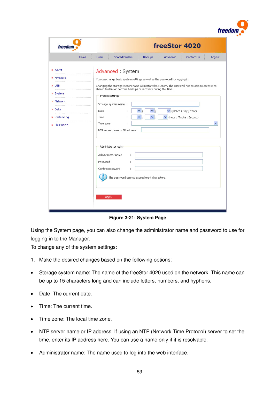 Freedom9 4020 user manual System 