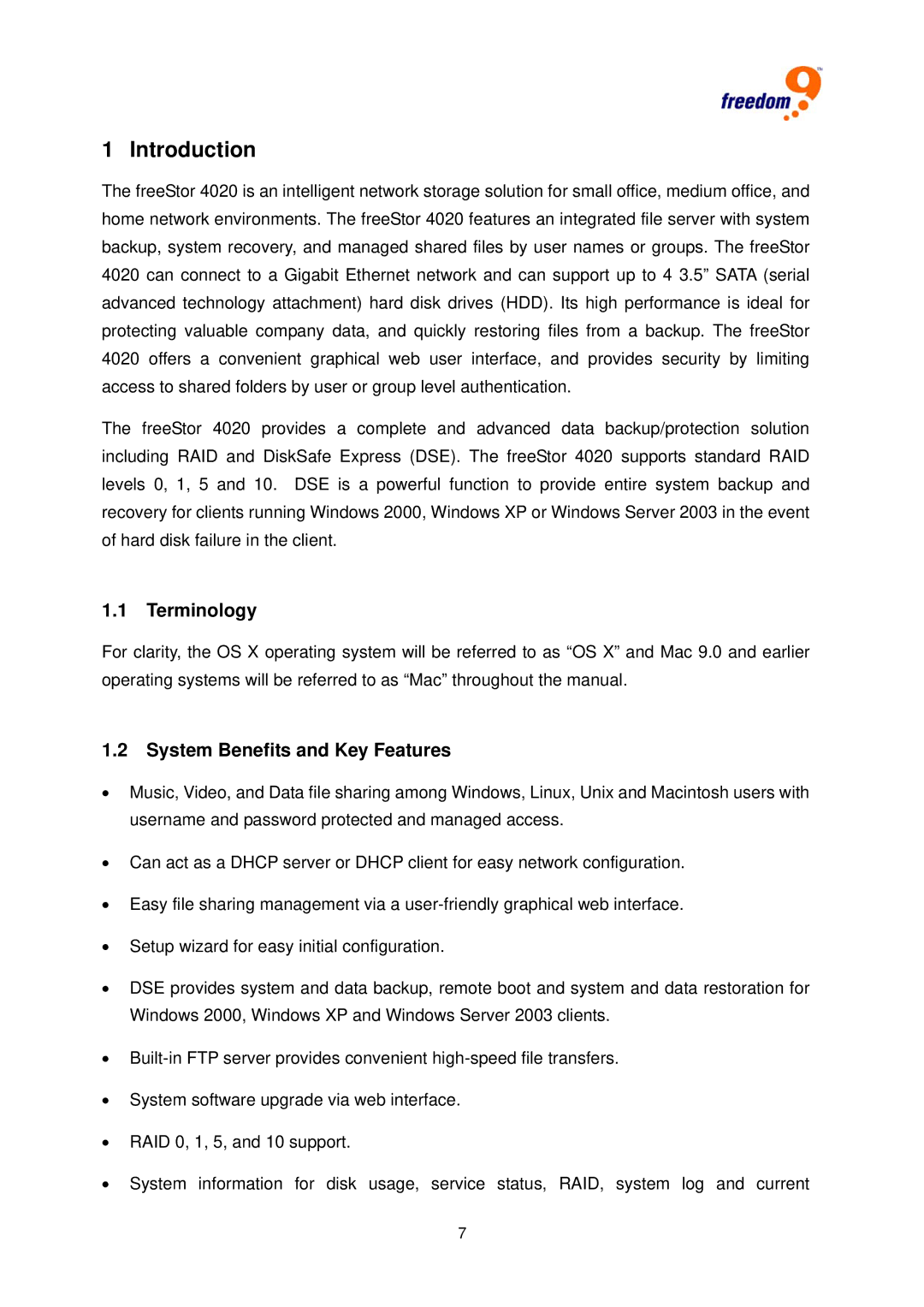 Freedom9 4020 user manual Terminology, System Benefits and Key Features 