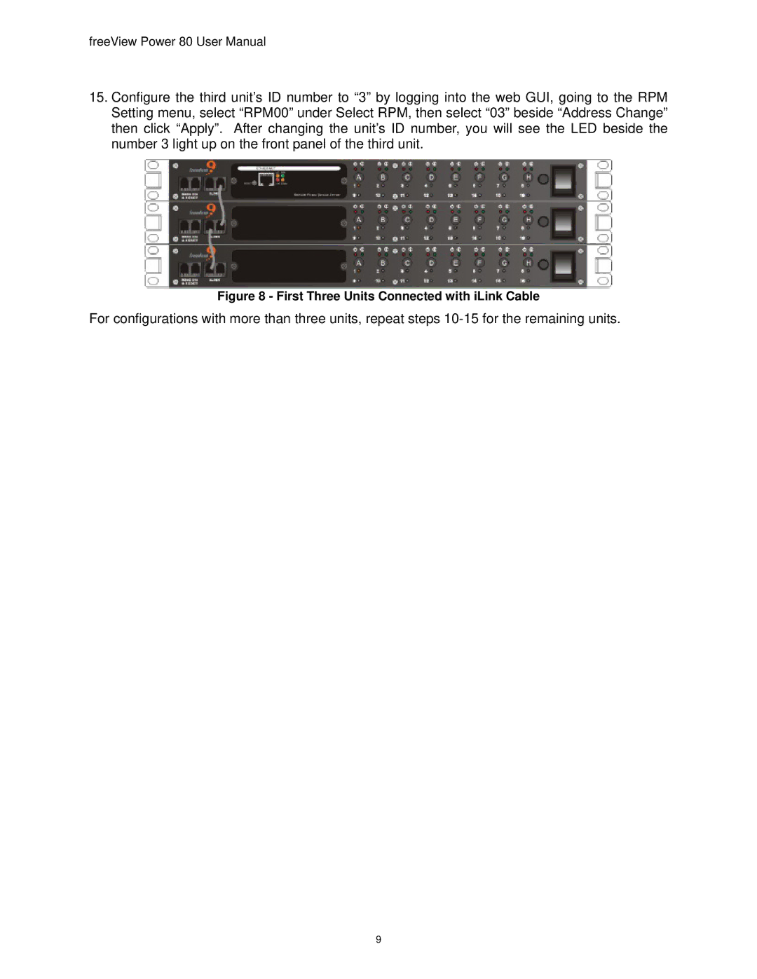 Freedom9 80 user manual First Three Units Connected with iLink Cable 