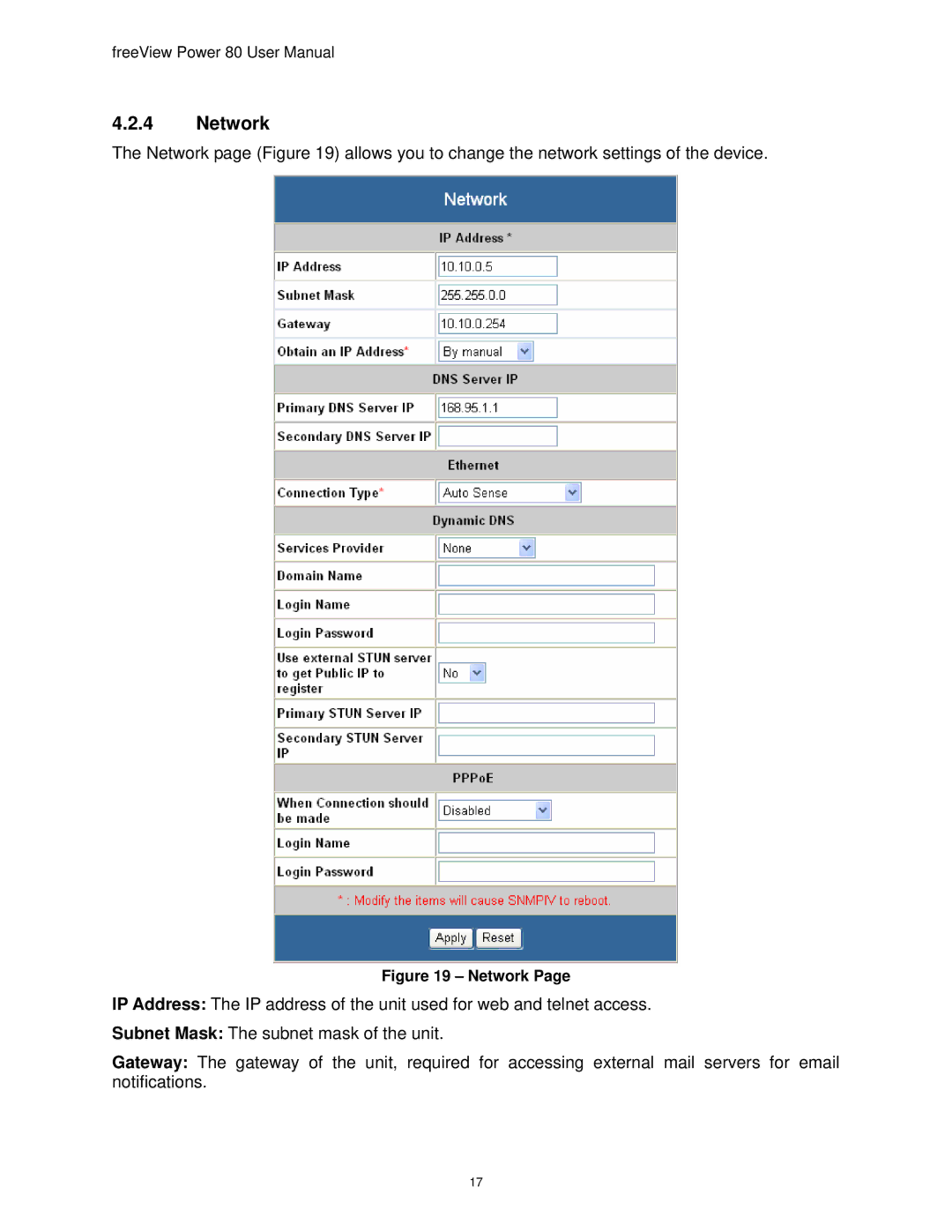 Freedom9 80 user manual Network 