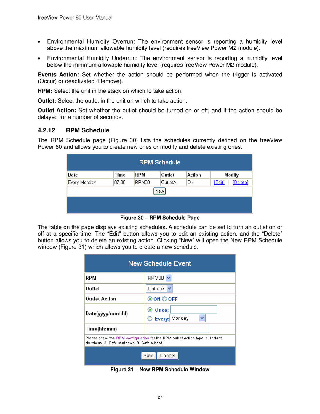 Freedom9 80 user manual RPM Schedule 