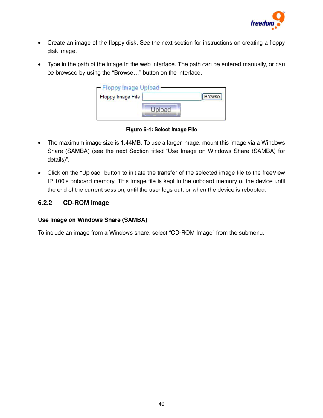 Freedom9 IP 100 user manual CD-ROM Image, Use Image on Windows Share Samba 