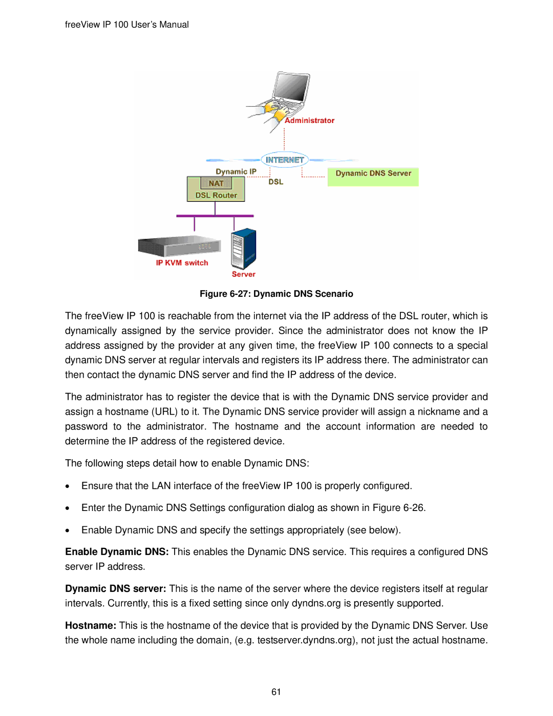 Freedom9 IP 100 user manual Dynamic DNS Scenario 