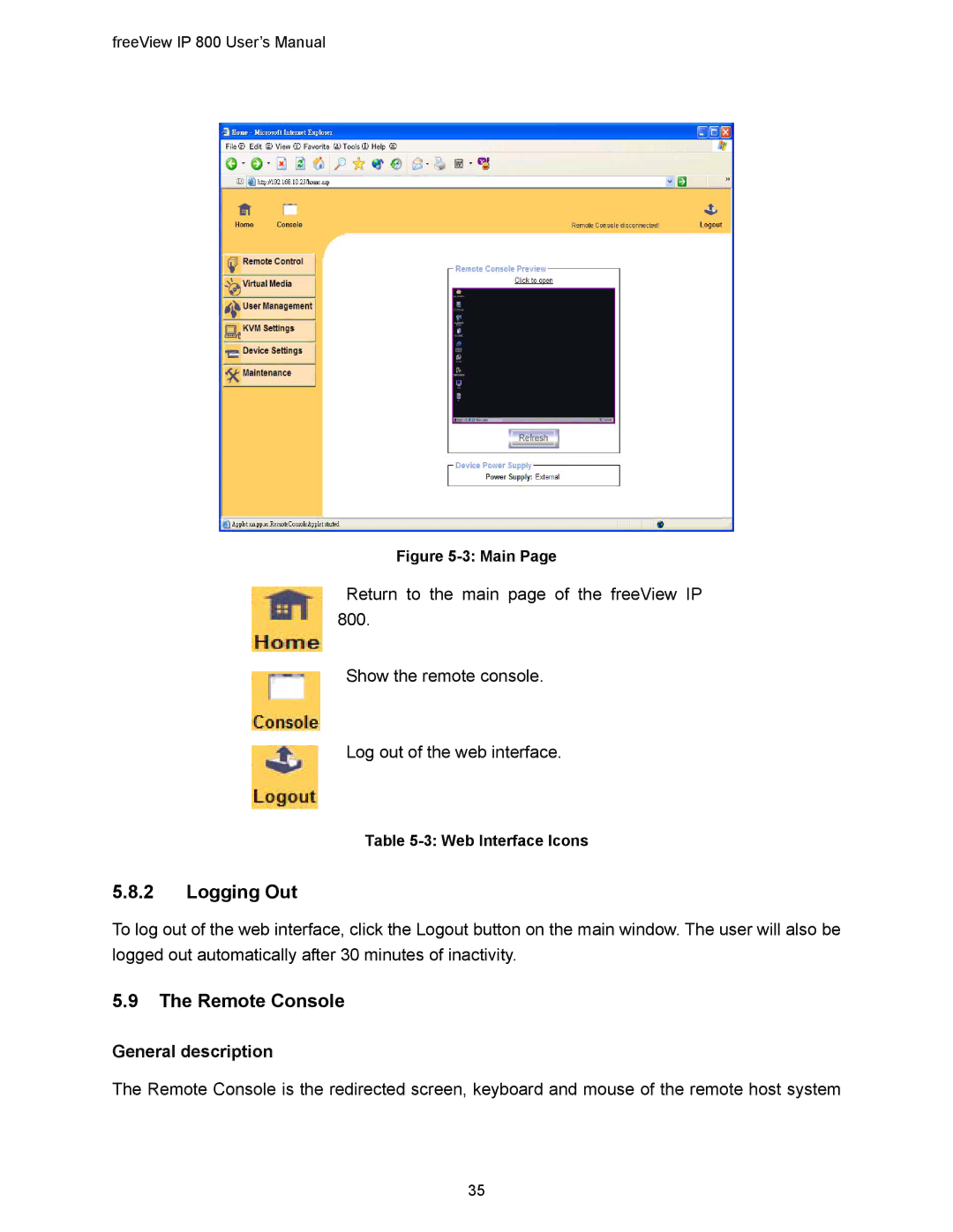 Freedom9 IP 800 manual Logging Out, General description 