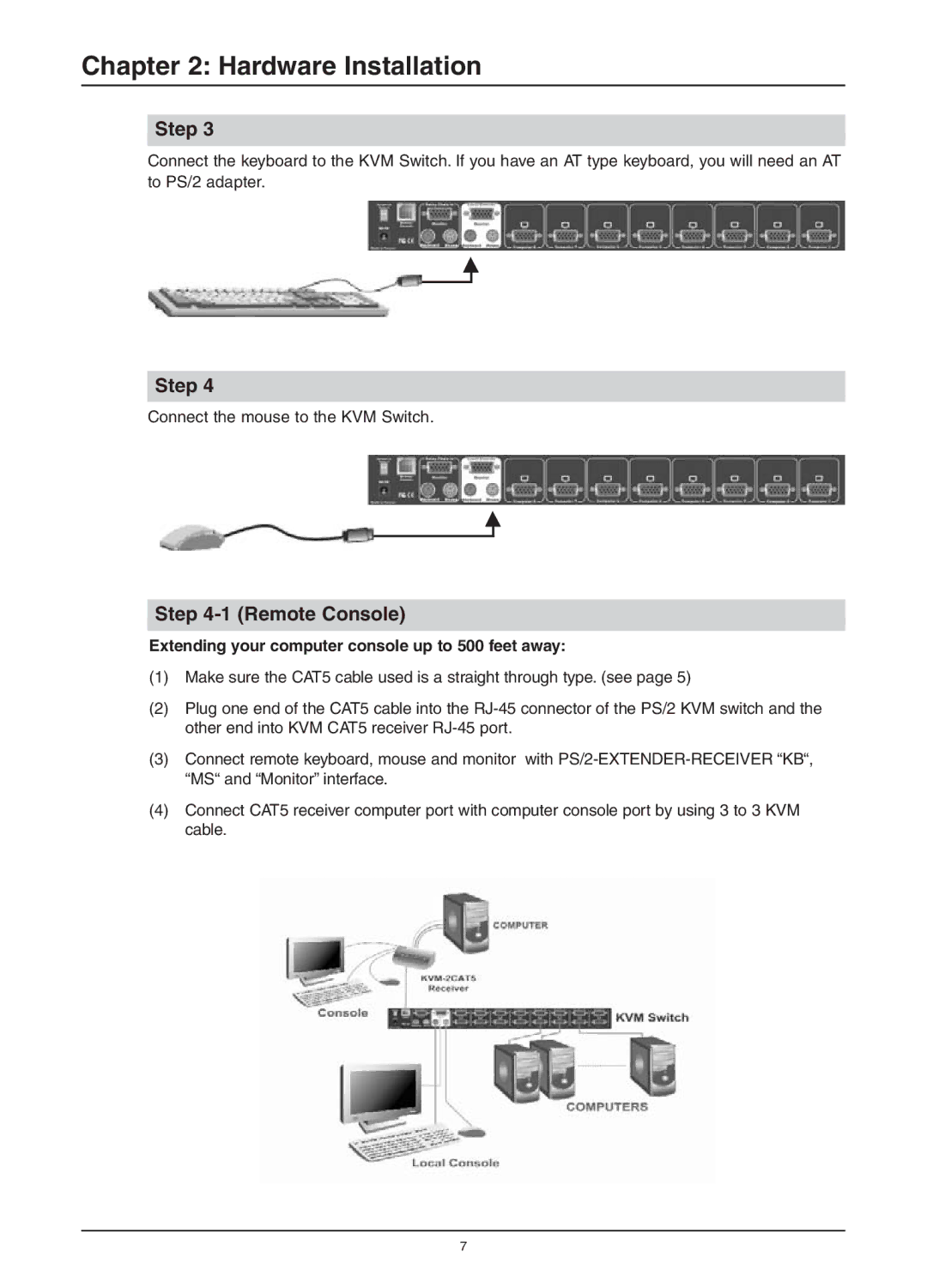 Freedom9 KVM-08H, KVM-16H user manual Remote Console, Extending your computer console up to 500 feet away 