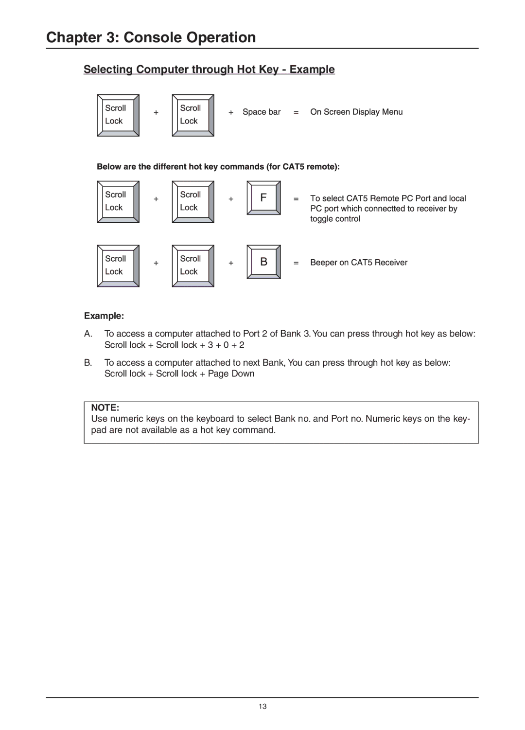 Freedom9 KVM-08H, KVM-16H user manual Selecting Computer through Hot Key Example 