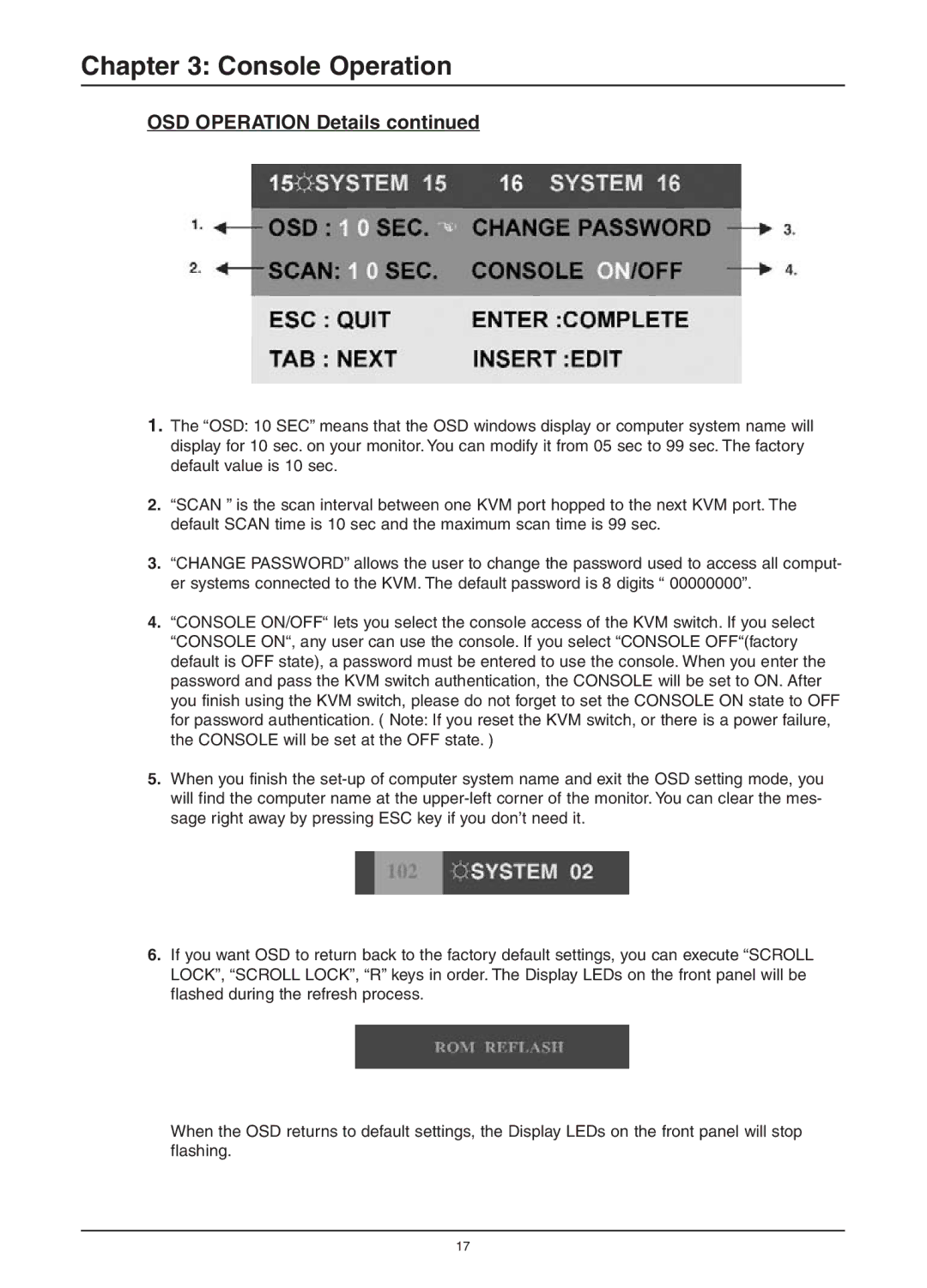 Freedom9 KVM-08H, KVM-16H user manual Console Operation 