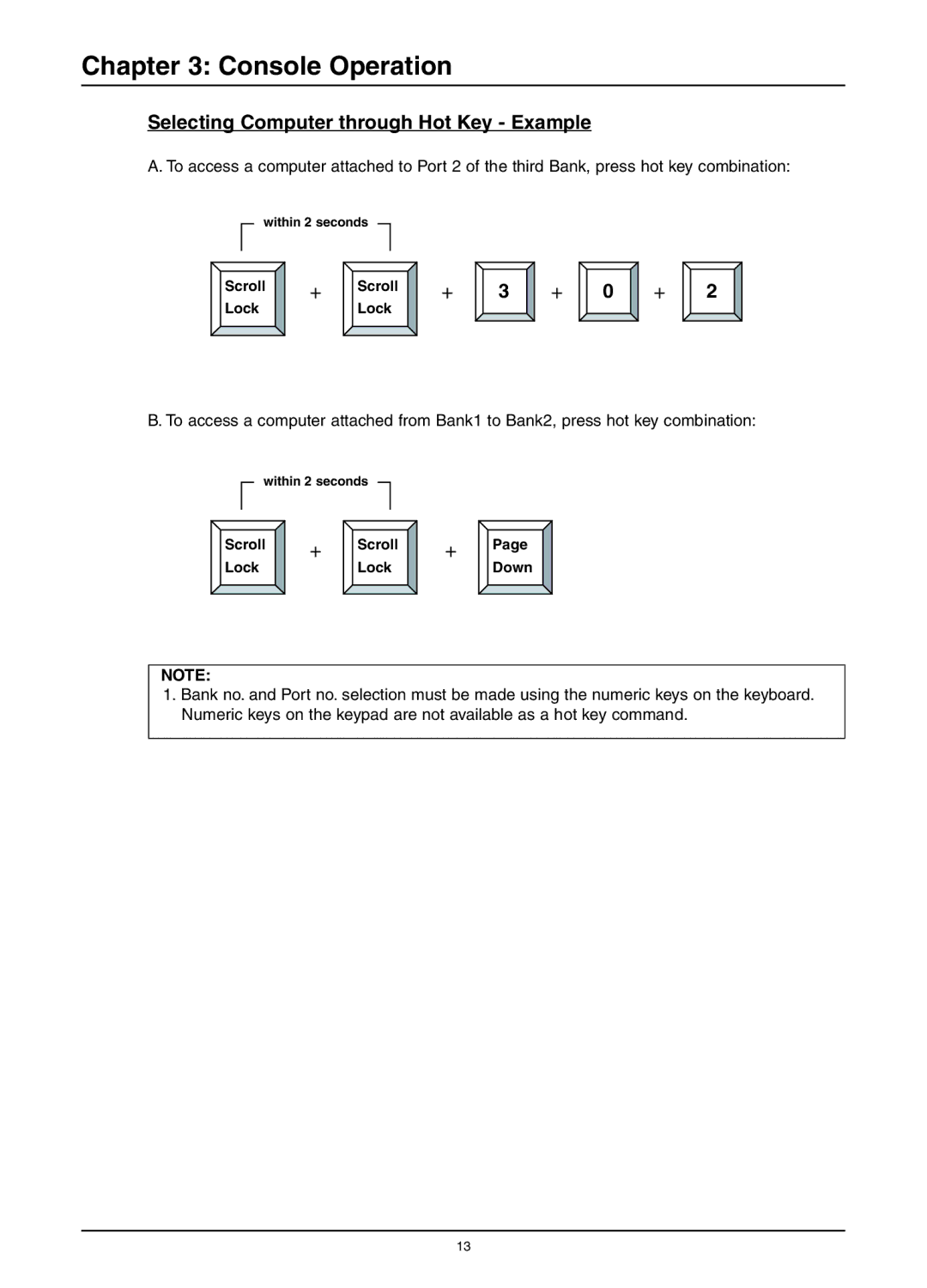 Freedom9 KVM-08P user manual Selecting Computer through Hot Key Example 