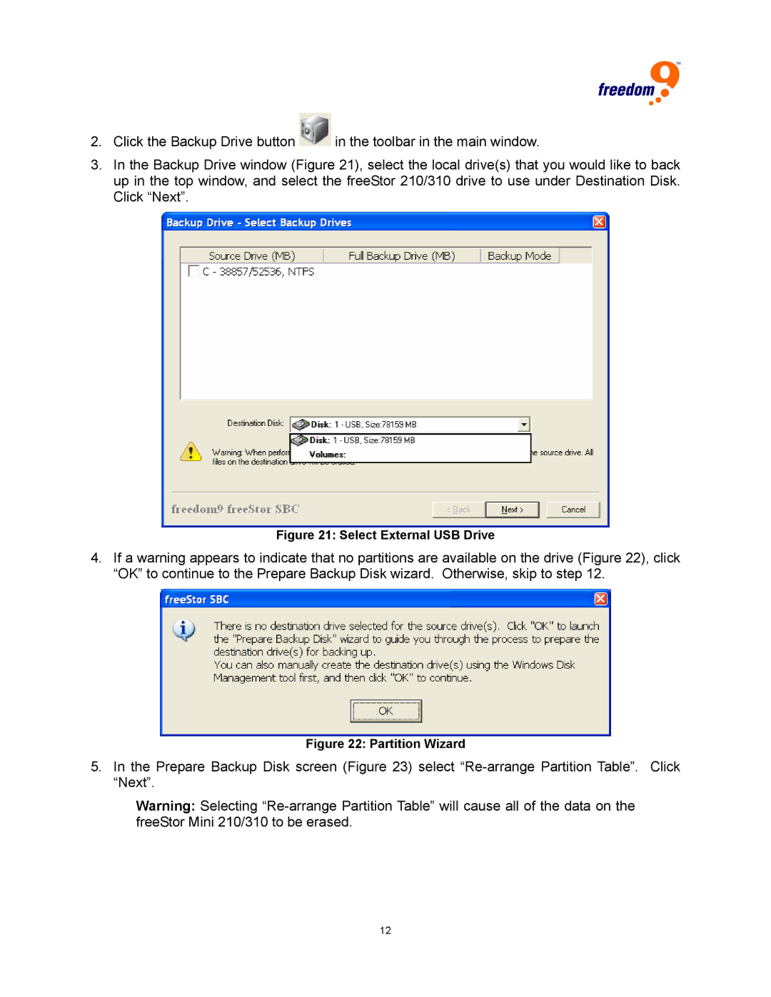 Freedom9 user manual Select External USB Drive 