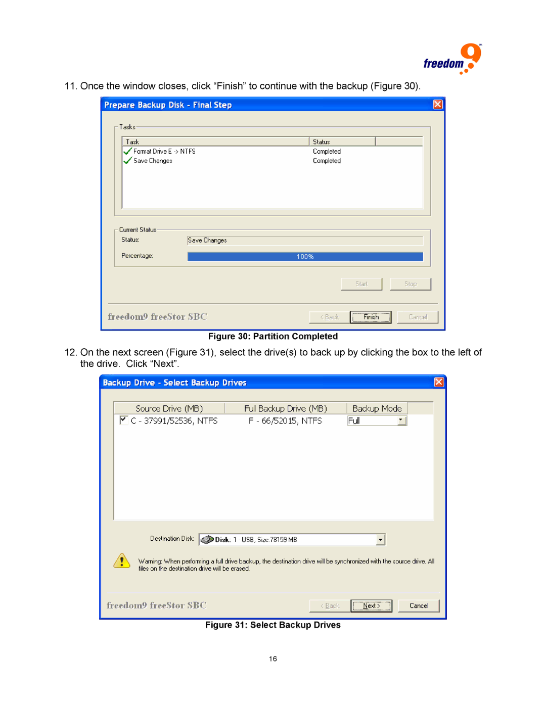 Freedom9 USB user manual Partition Completed 