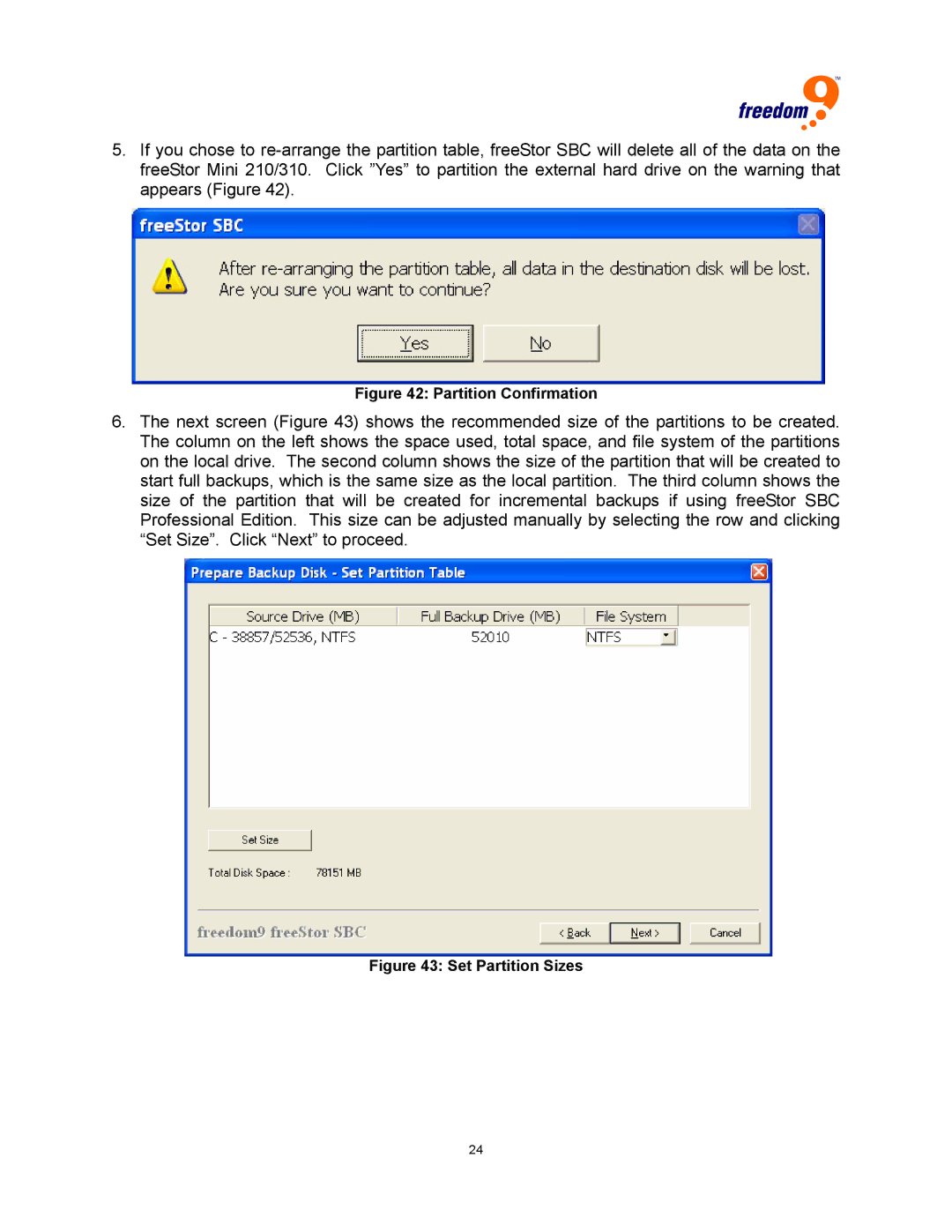 Freedom9 USB user manual Partition Confirmation 