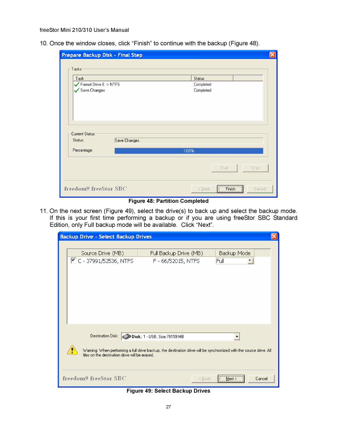 Freedom9 USB user manual Partition Completed 