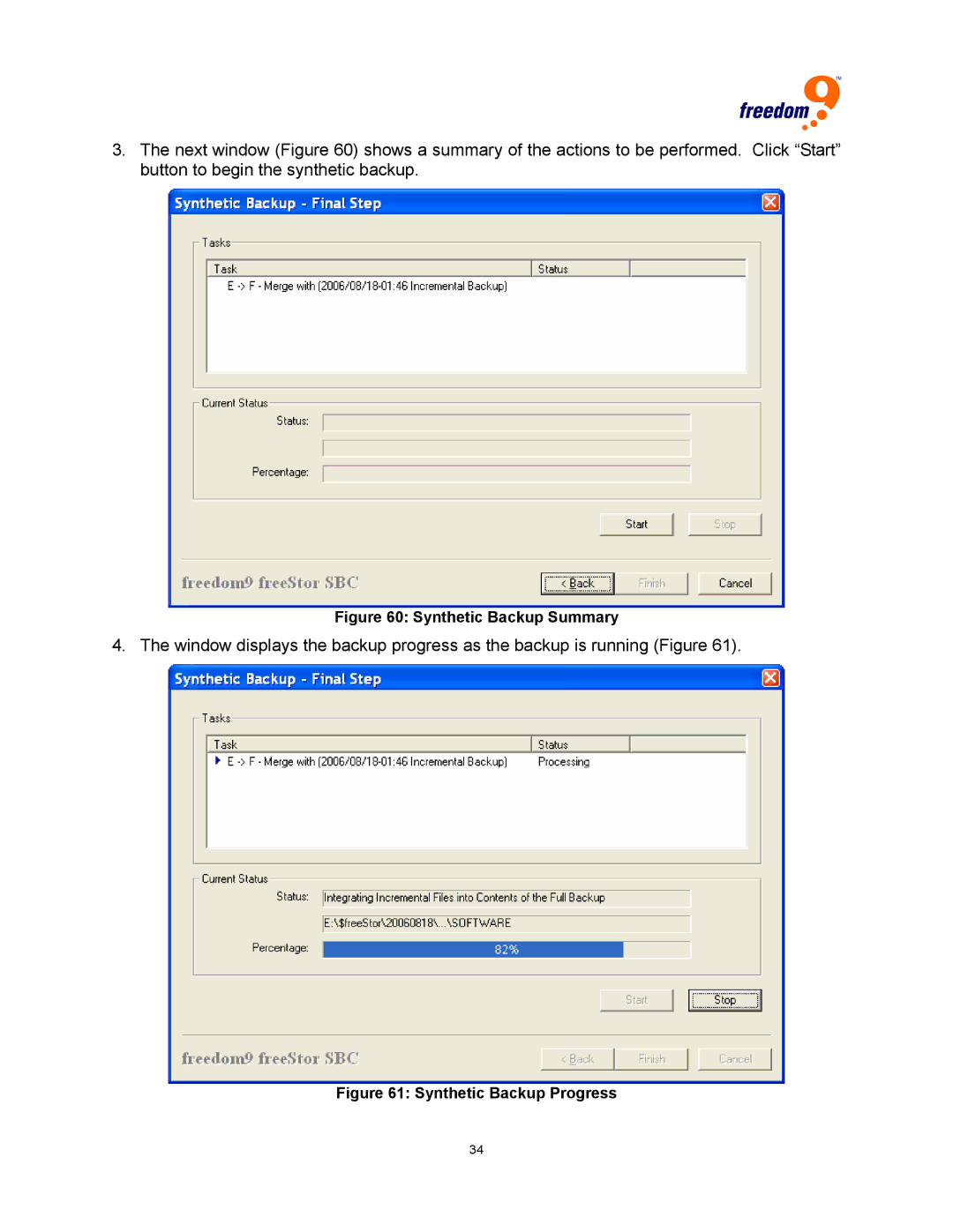 Freedom9 USB user manual Synthetic Backup Summary 