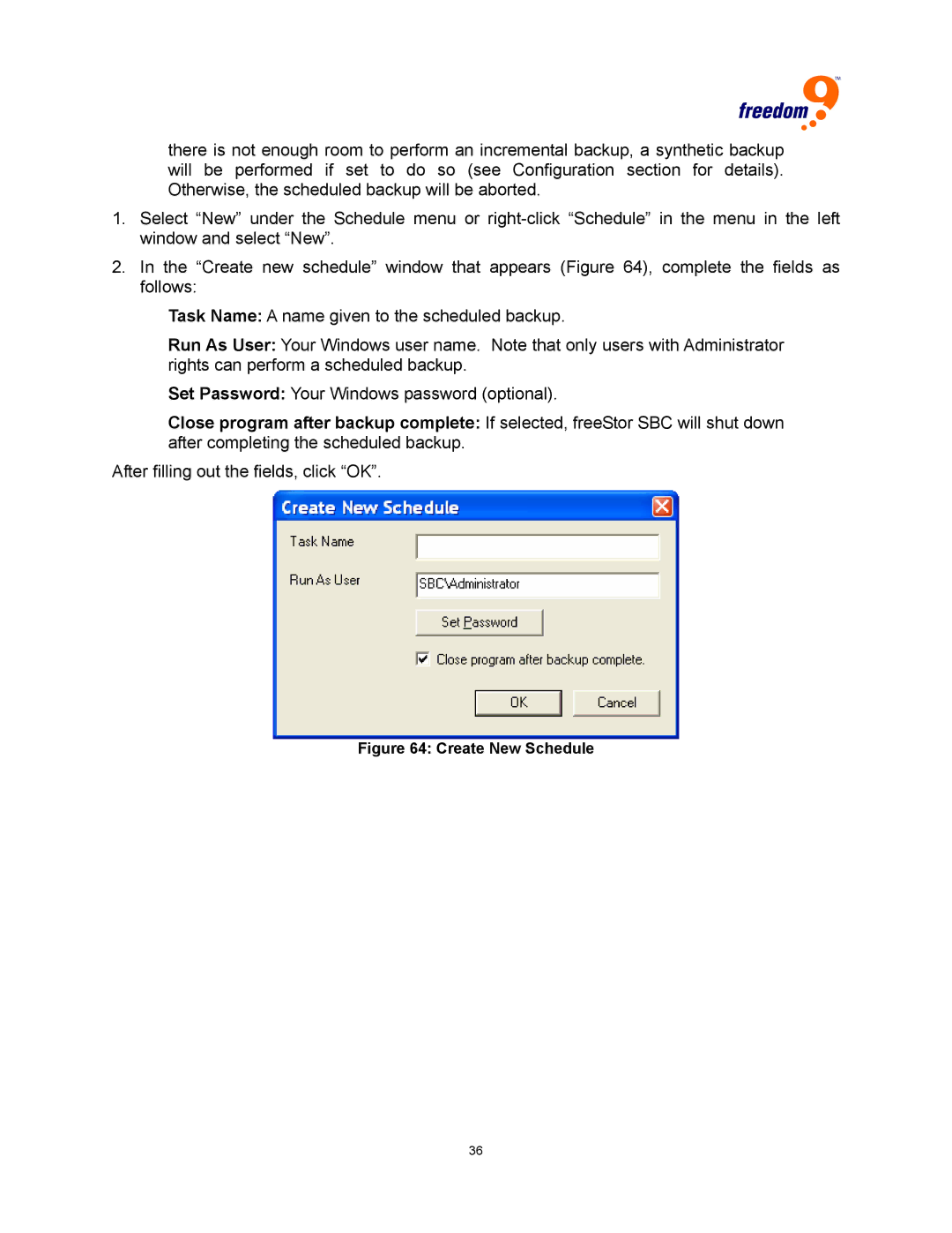 Freedom9 USB user manual Create New Schedule 