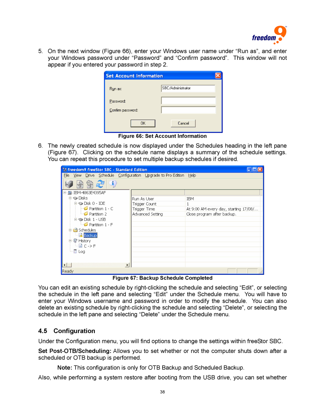 Freedom9 USB user manual Configuration, Set Account Information 