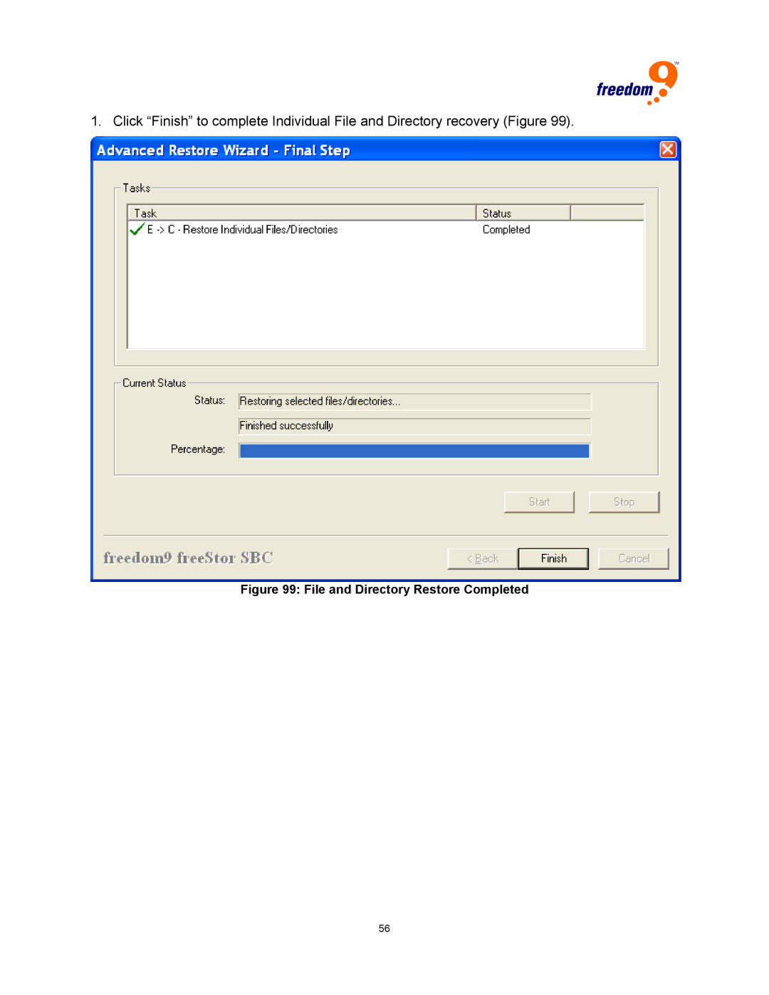 Freedom9 USB user manual File and Directory Restore Completed 