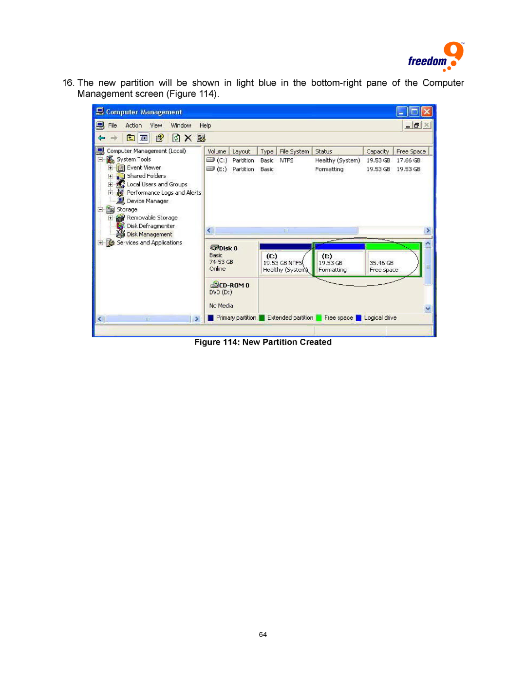 Freedom9 USB user manual New Partition Created 