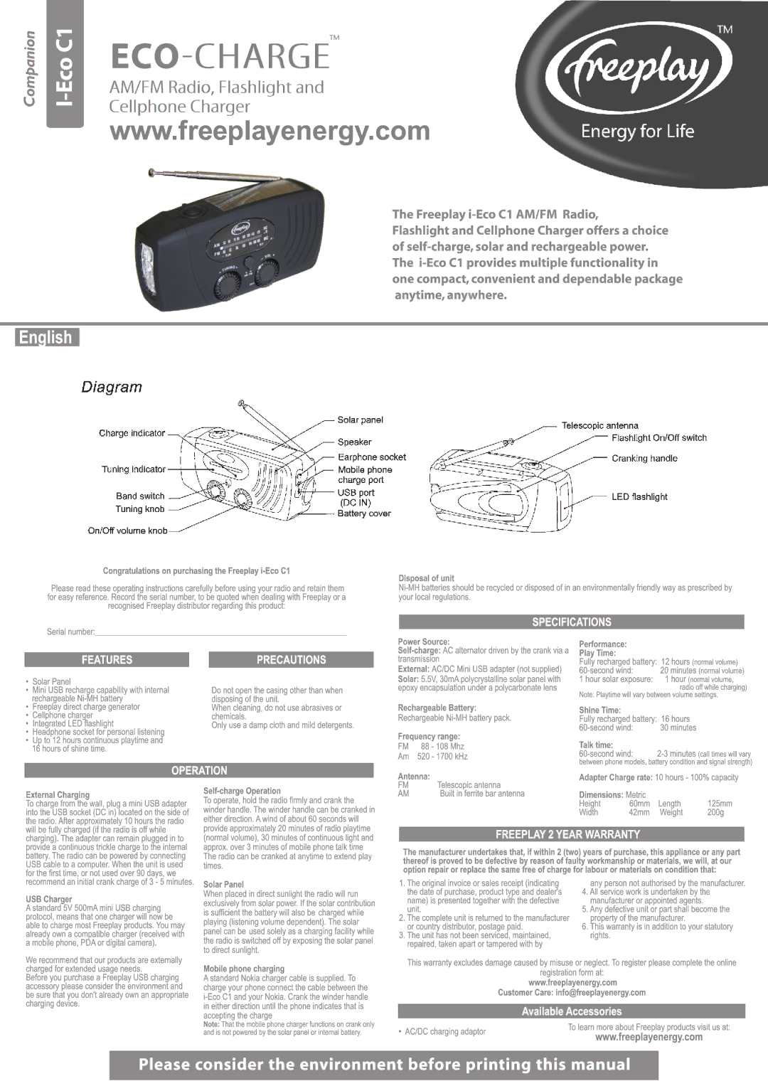 Freeplay Energy I-ECO-C1 manual 